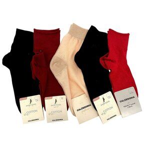 5-Pack Calzedonia Cotton Socks Women's Ankle Dressy Casual Colorful NEW